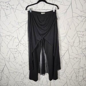 Jessica Vintage Black Chiffon Overlay Criss Cross Wide Leg Pants